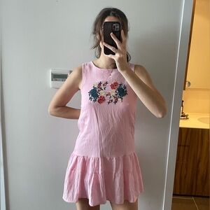 Pink dress with embroidery